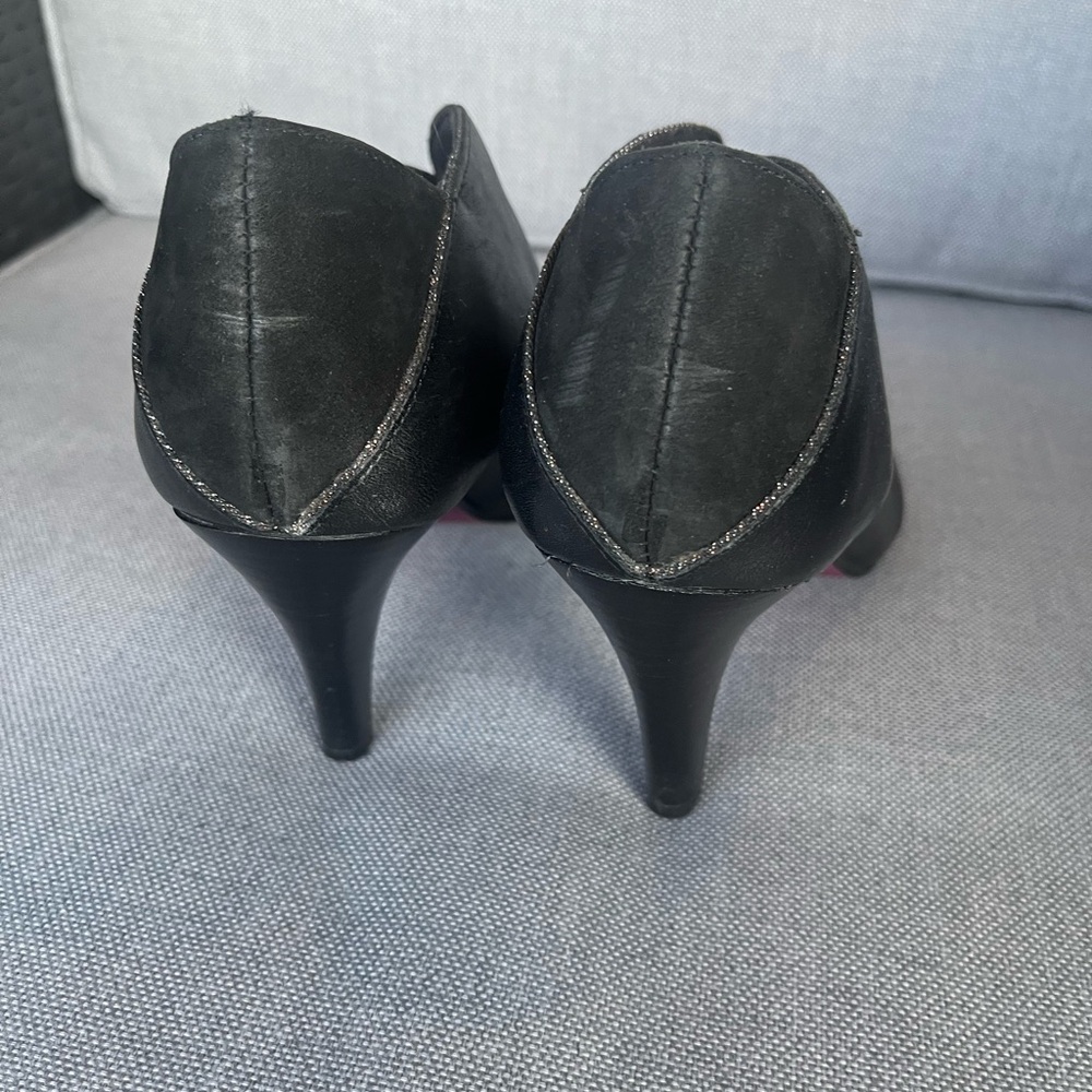 Poetic Licence Black Peep-Toe Heels – Beaded Pom Detail, Size EU 39.5 / US 9–9.5 - Picture 4 of 8